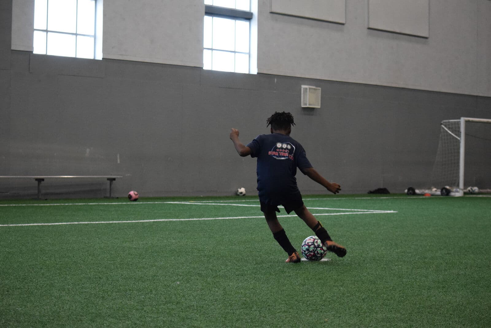 JStarz player striking the ball during an indoor training session in Halifax.